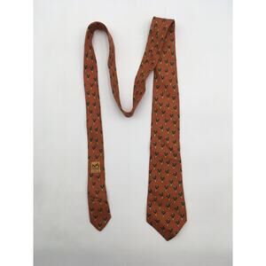 Hermes 100% Silk Orange Kayaking Tie 7337 Made in France
